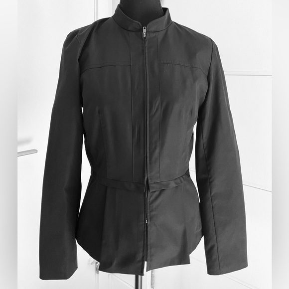 Cynthia Rowley Deep Black Jacket with pleated skirting & Pockets. - Picture 3 of 10